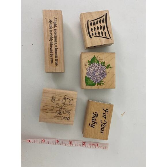 Lot of vintage stamps for scrapbooking, cards, & crafts - Flowers, Rabbit, Baby - Picture 2 of 2